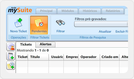 Filtrando tickets pendentes mySuite