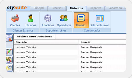 Abrindo histórico de conversas entre os operadores mySuite