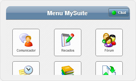 Menu principal do mySuite Mobile para iPhone, iPad e sistemas Android