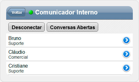 Comunicador Interno rodando no mySuite Mobile para iPhone, iPad e sistemas Android