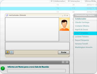 O Comunicador Interno é um chat de mensagens instantâneas que permite que um funcionário se comunique com outro em tempo real pela Internet