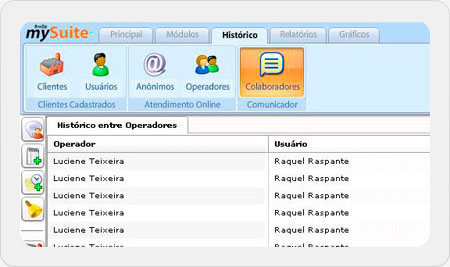 Abrindo histórico de conversas entre os operadores mySuite