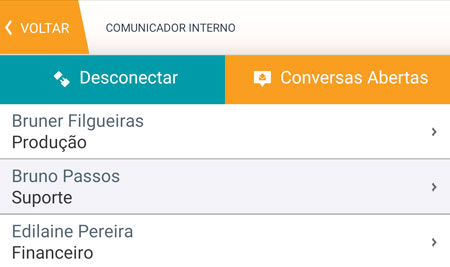 Comunicador Interno rodando no mySuite Mobile para iPhone, iPad e sistemas Android