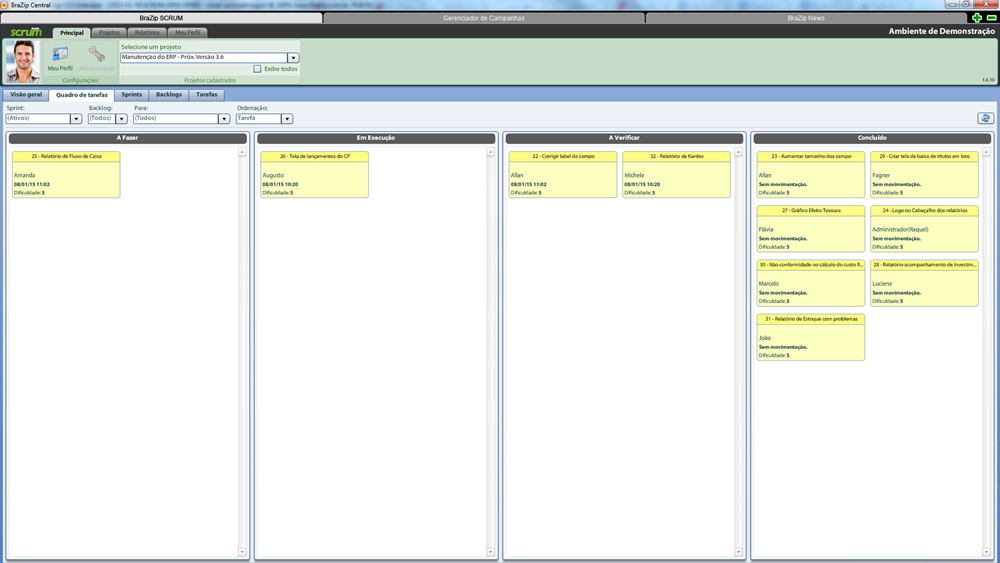 BraZip Scrum - Tela Kanban